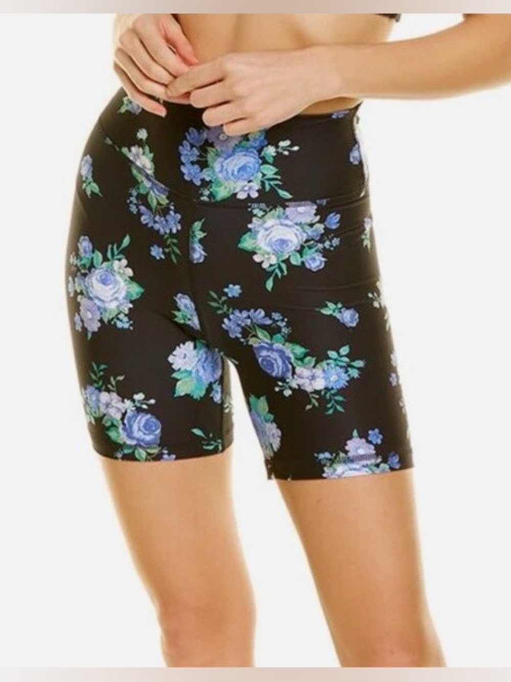 WEWOREWHAT Floral Two-Piece Set in Black & Blue Size Small Like New